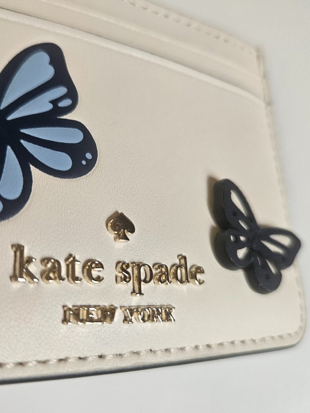 Kate Spade Small Slim 3D Butterfly Flutter Fly Leather Card Holder Wallet - Picture 2 of 7